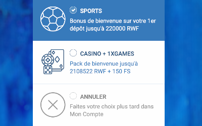 1xBet Cameroun bonus d'inscription