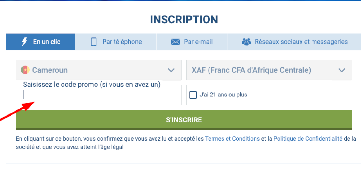 Comment utiliser le code promo 1xBet lors de l'inscription